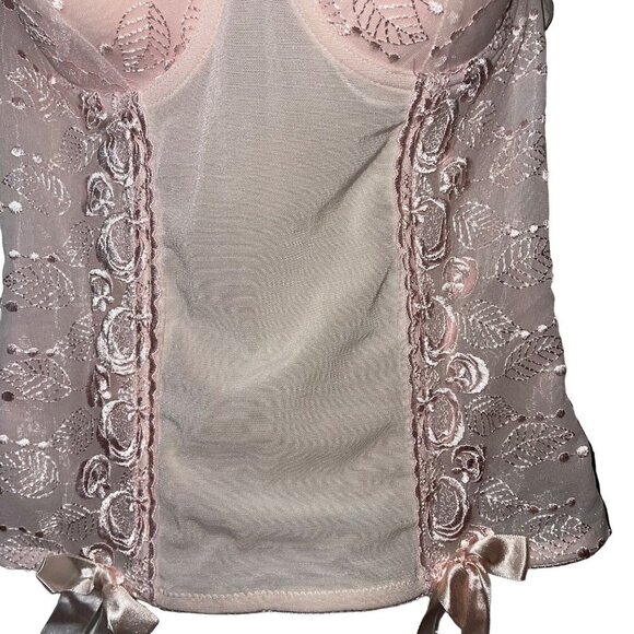 Donna Loren Gold Label Womens Bustier Top 34B Pink Corset Style Bra Embroidered - Picture 8 of 9